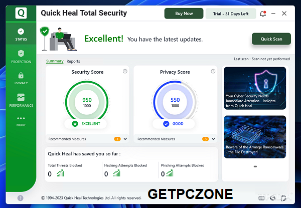 Quick Heal Total Security in Windows 10